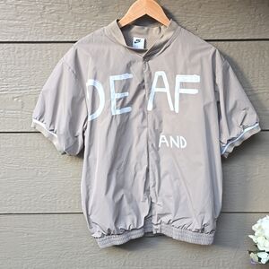 "Deaf And" Nike Collab Nike Short Sleeve Warm Up Jacket Top Button Up Me…